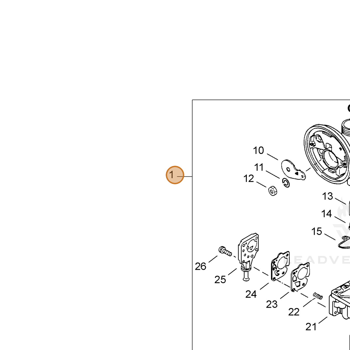 ECHO part 12420006410 — IPL diagram snippet (6x zoom, amber highlight)