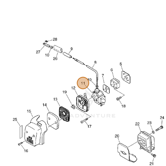ECHO part 12420064731 — IPL diagram snippet (6x zoom, amber highlight)