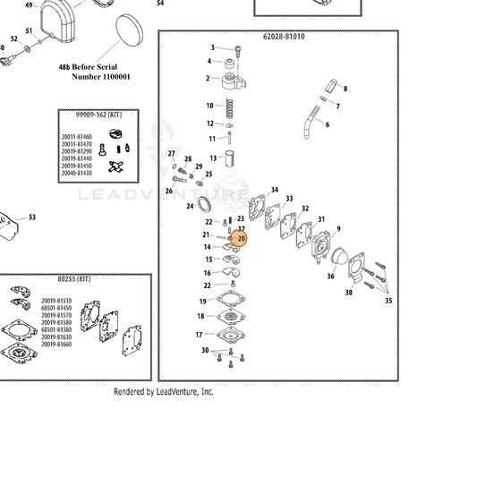 ECHO part 12432121330 — IPL diagram snippet (6x zoom, amber highlight)