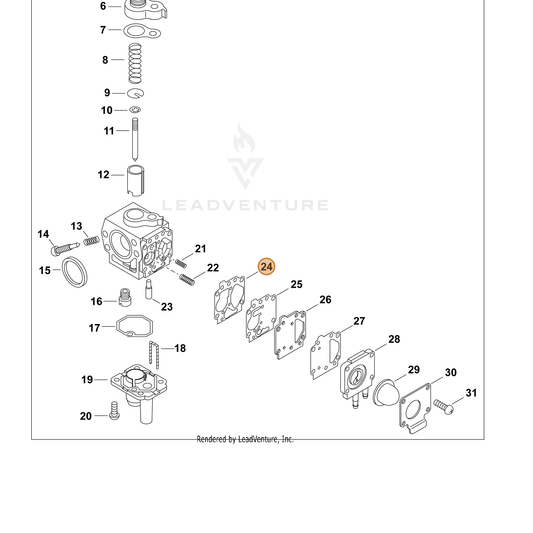 ECHO part 12436112710 — IPL diagram snippet (6x zoom, amber highlight)