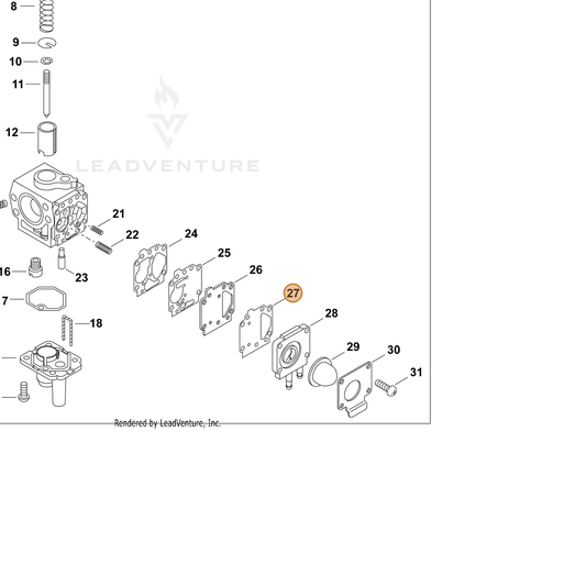 ECHO part 12436312710 — IPL diagram snippet (6x zoom, amber highlight)