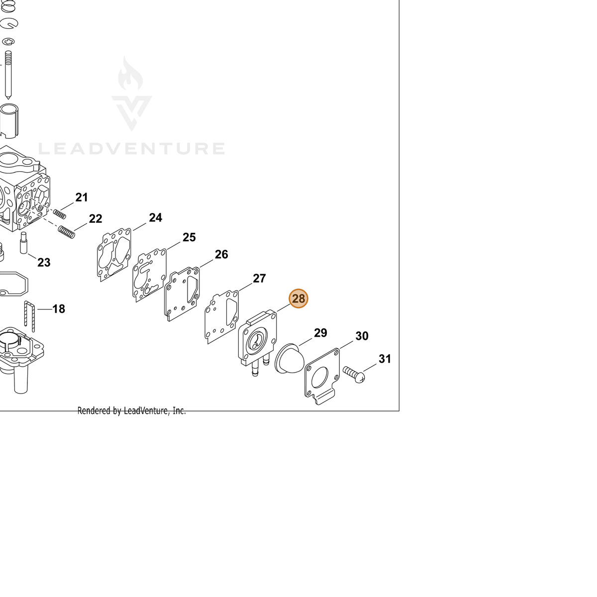 ECHO part 12436513410 — IPL diagram snippet (6x zoom, amber highlight)