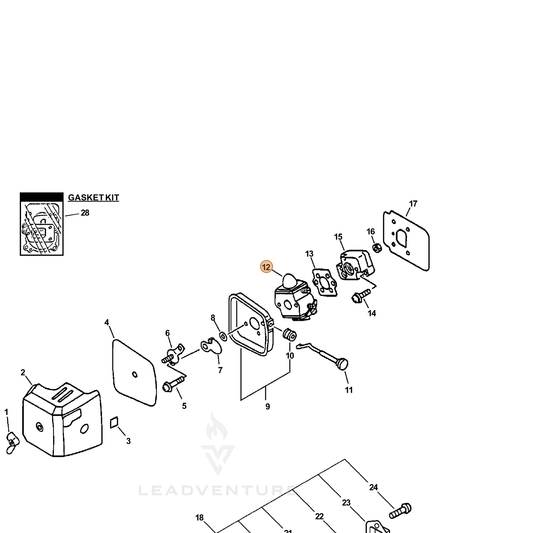 ECHO part 12520013129 — IPL diagram snippet (6x zoom, amber highlight)