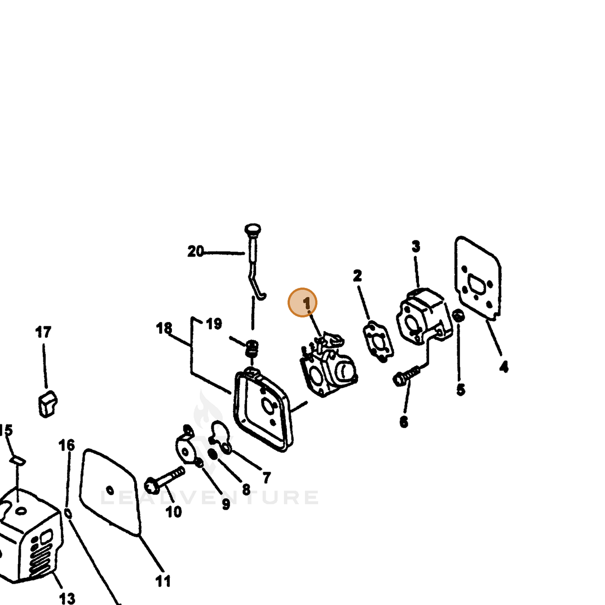 ECHO part 12520013317 — IPL diagram snippet (6x zoom, amber highlight)
