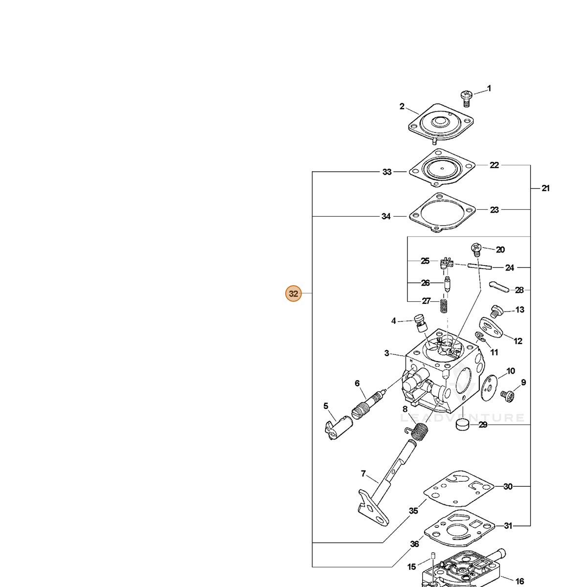 ECHO part 12530313310 — IPL diagram snippet (6x zoom, amber highlight)