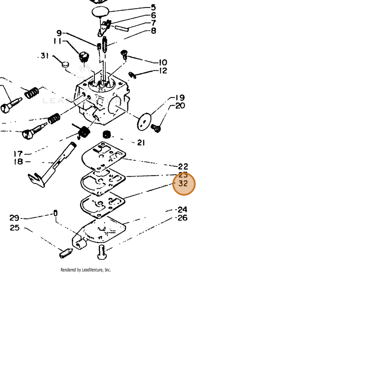 ECHO part 12531115130 — IPL diagram snippet (6x zoom, amber highlight)