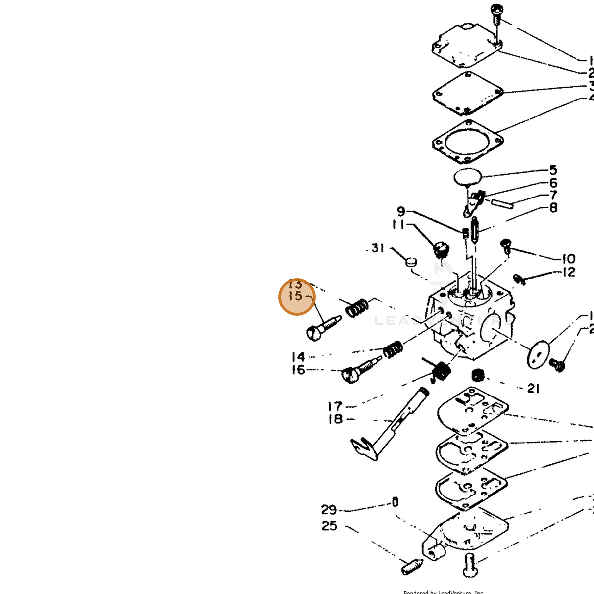 ECHO part 12532015130 — IPL diagram snippet (6x zoom, amber highlight)