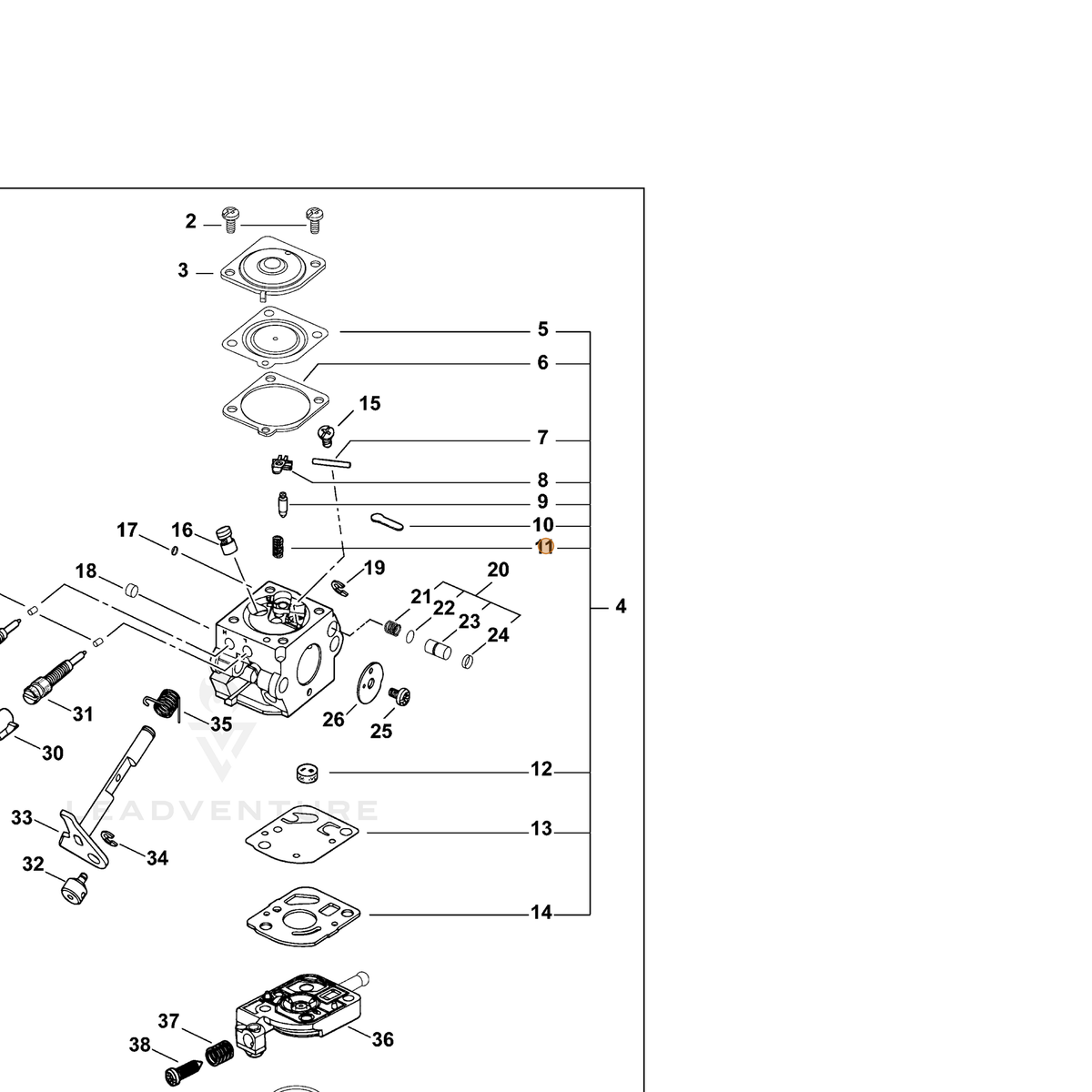 ECHO part 12532242030 — IPL diagram snippet (6x zoom, amber highlight)