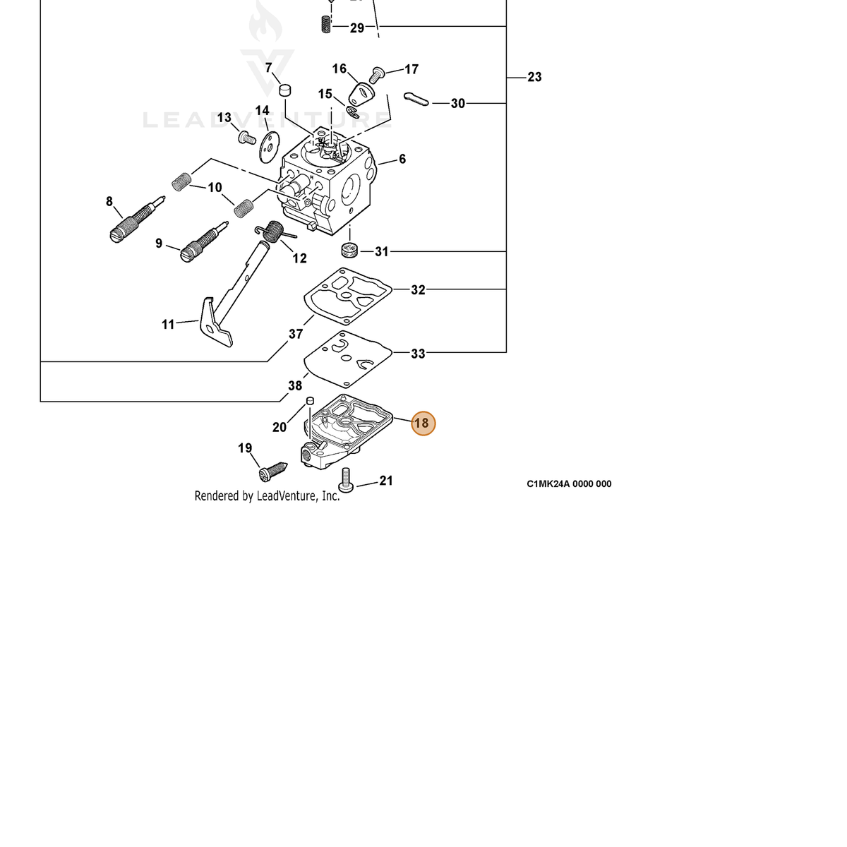 ECHO part 12532408360 — IPL diagram snippet (6x zoom, amber highlight)