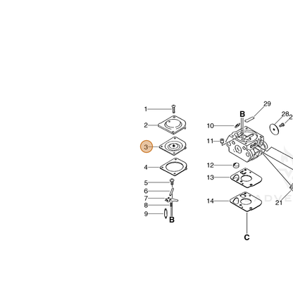 ECHO part 12534149030 — IPL diagram snippet (6x zoom, amber highlight)