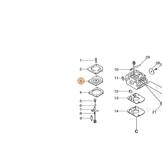 ECHO part 12534149030 — IPL diagram snippet (6x zoom, amber highlight)