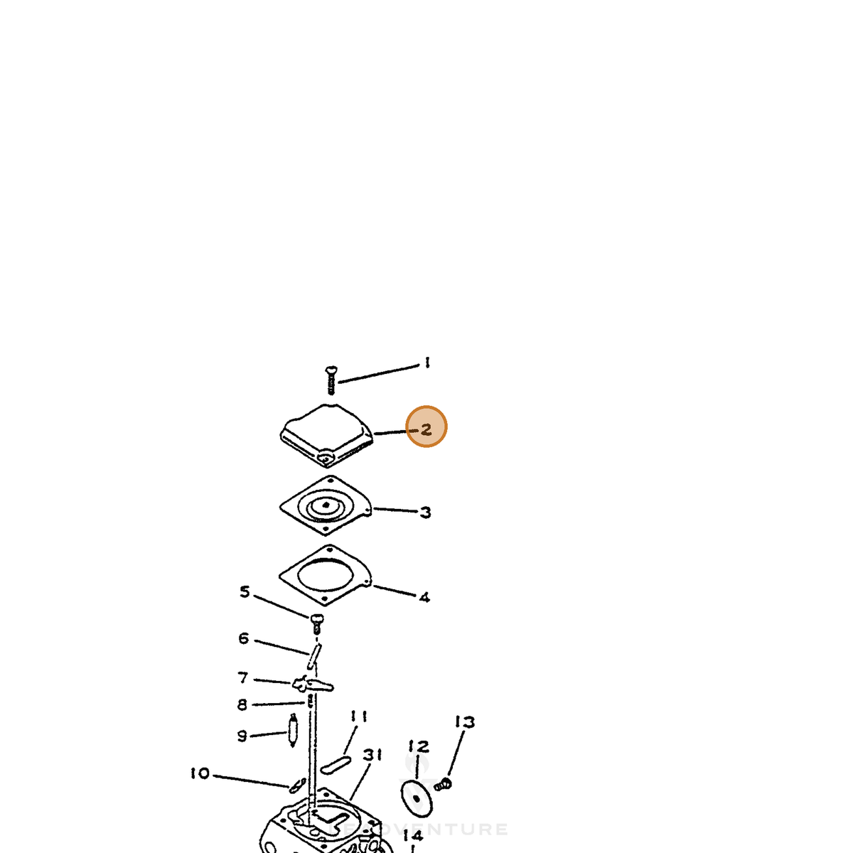 ECHO part 12534211520 — IPL diagram snippet (6x zoom, amber highlight)