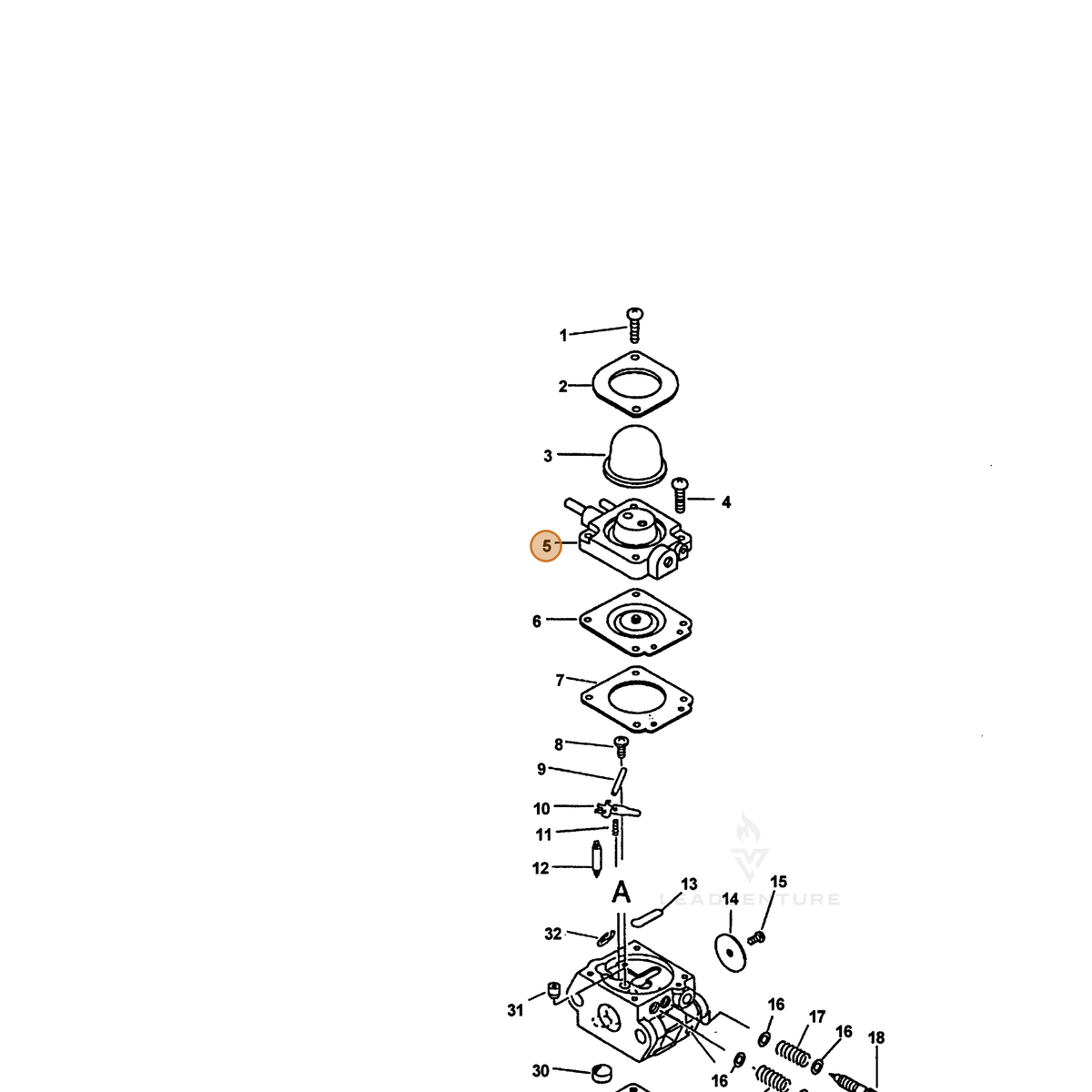 ECHO part 12538305360 — IPL diagram snippet (6x zoom, amber highlight)