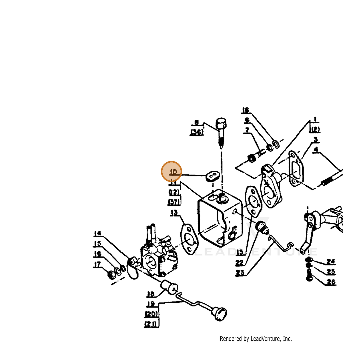 ECHO part 12901003430 — IPL diagram snippet (6x zoom, amber highlight)