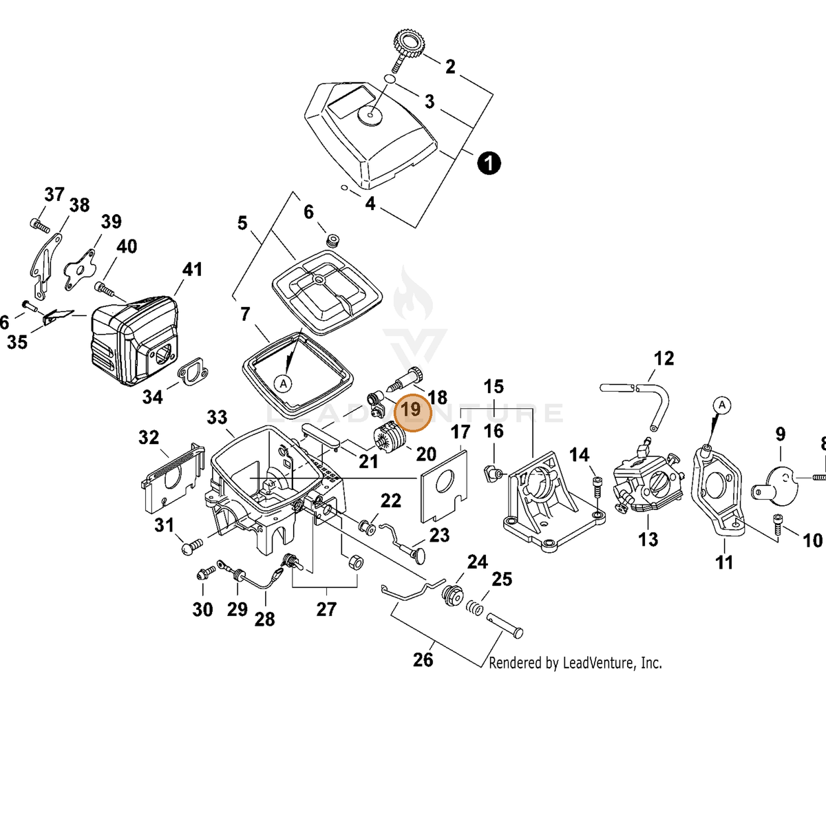 ECHO part 12901038830 — IPL diagram snippet (6x zoom, amber highlight)