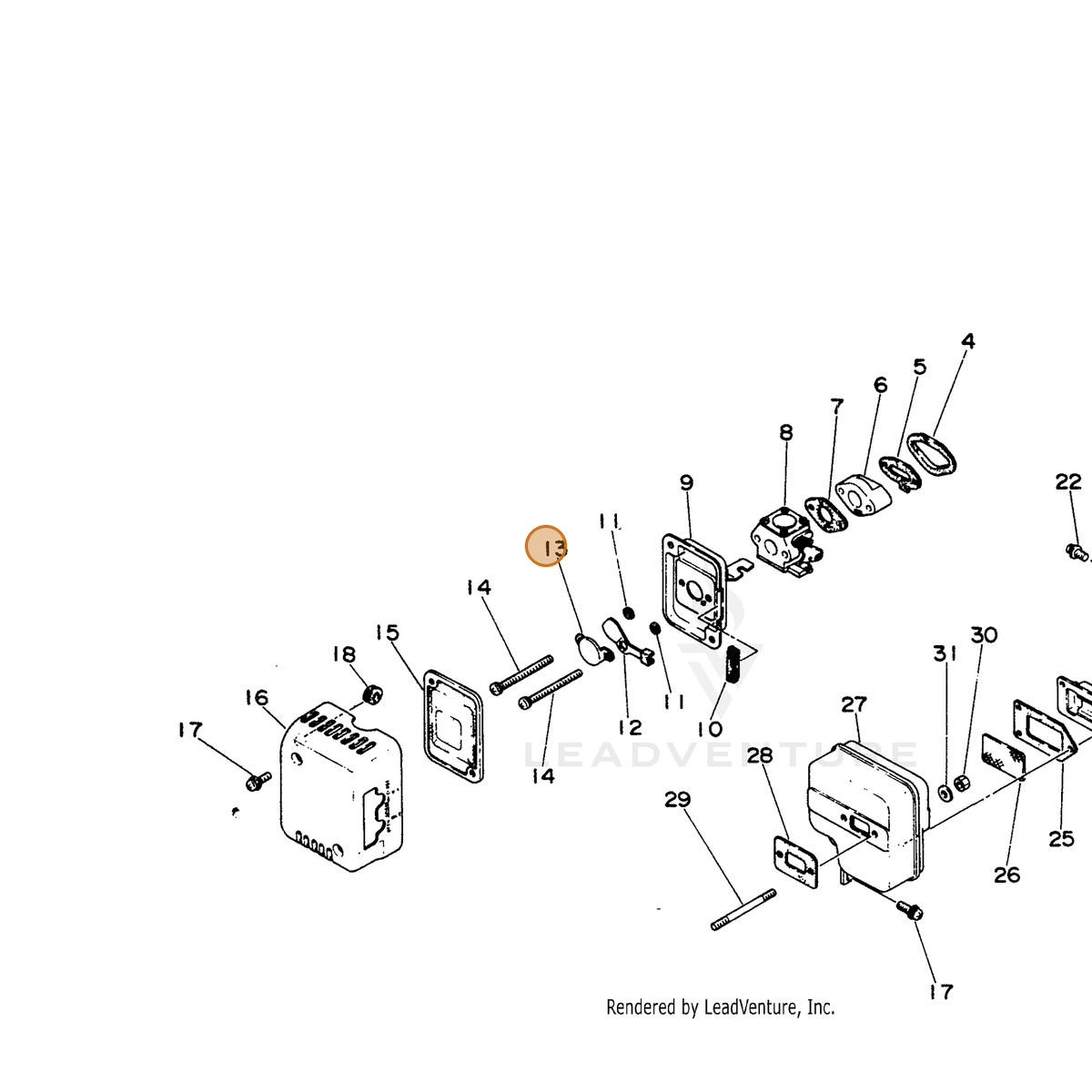 ECHO part 12901104630 — IPL diagram snippet (6x zoom, amber highlight)