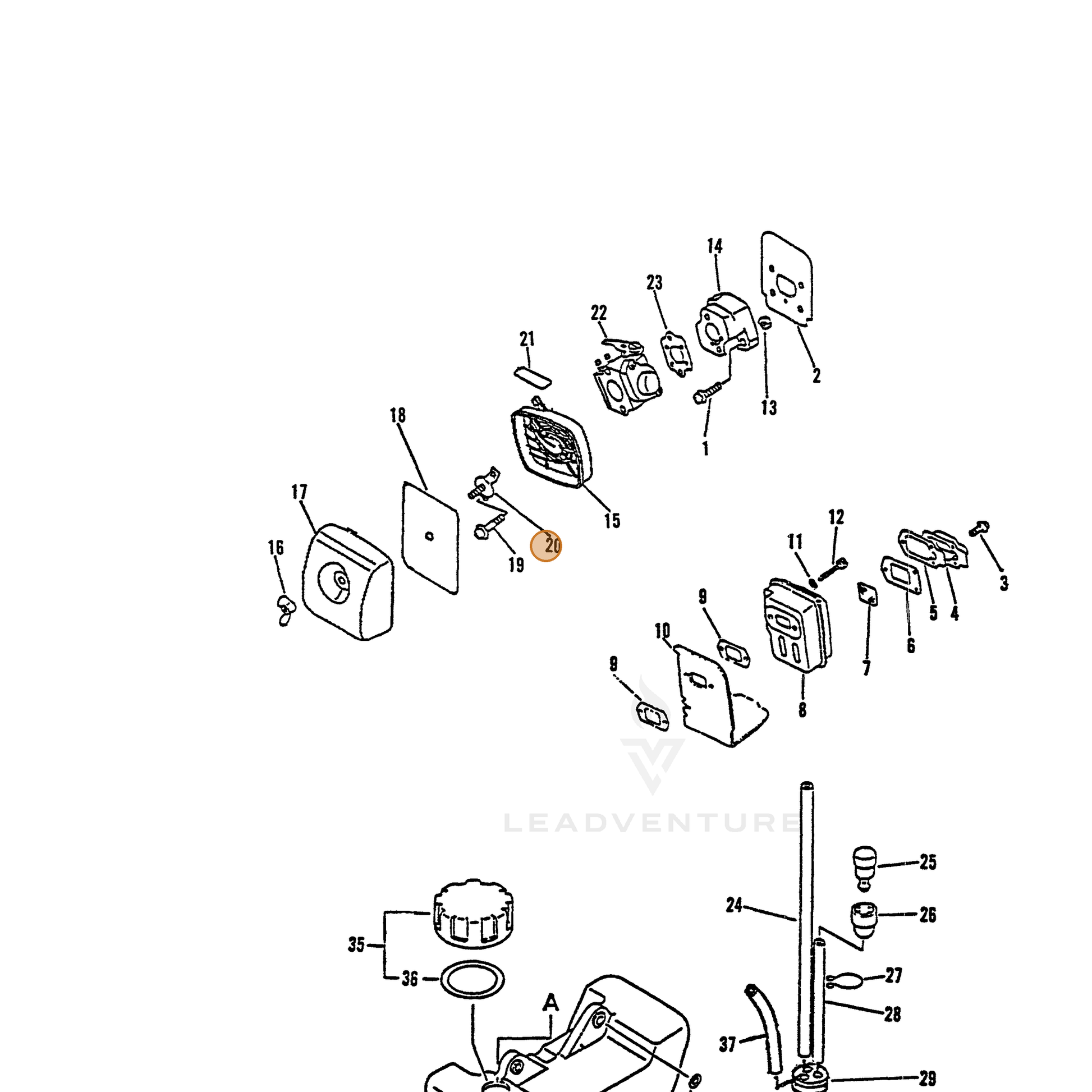 ECHO part 12901105060 — IPL diagram snippet (6x zoom, amber highlight)