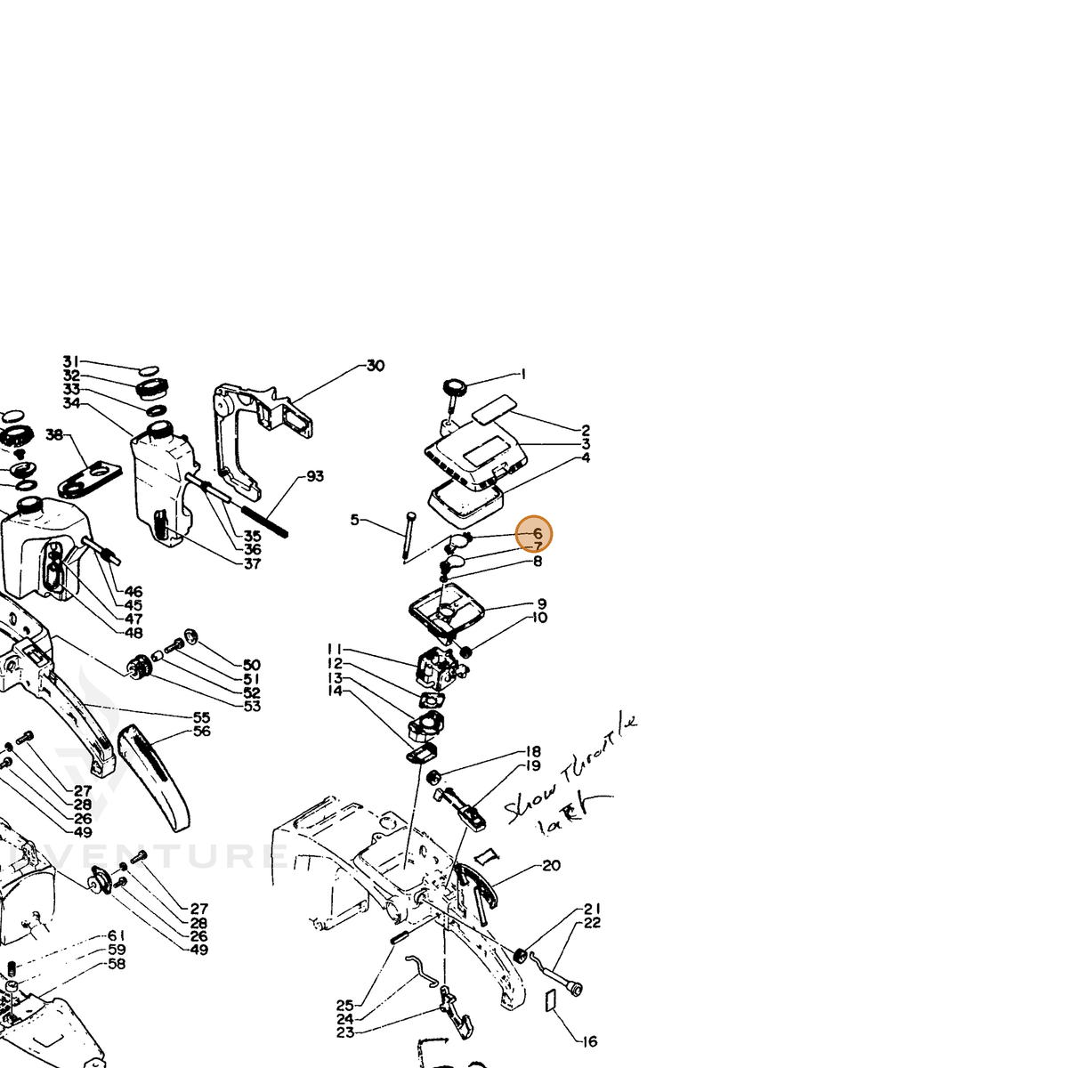 ECHO part 12901111131 — IPL diagram snippet (6x zoom, amber highlight)