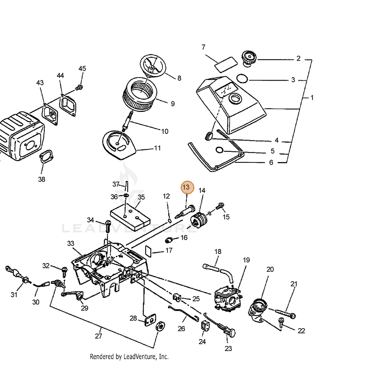 ECHO part 12901307061 — IPL diagram snippet (6x zoom, amber highlight)