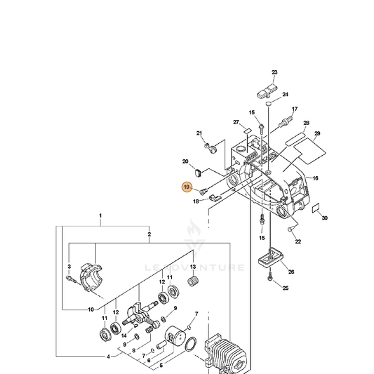 ECHO part 12902339131 — IPL diagram snippet (6x zoom, amber highlight)
