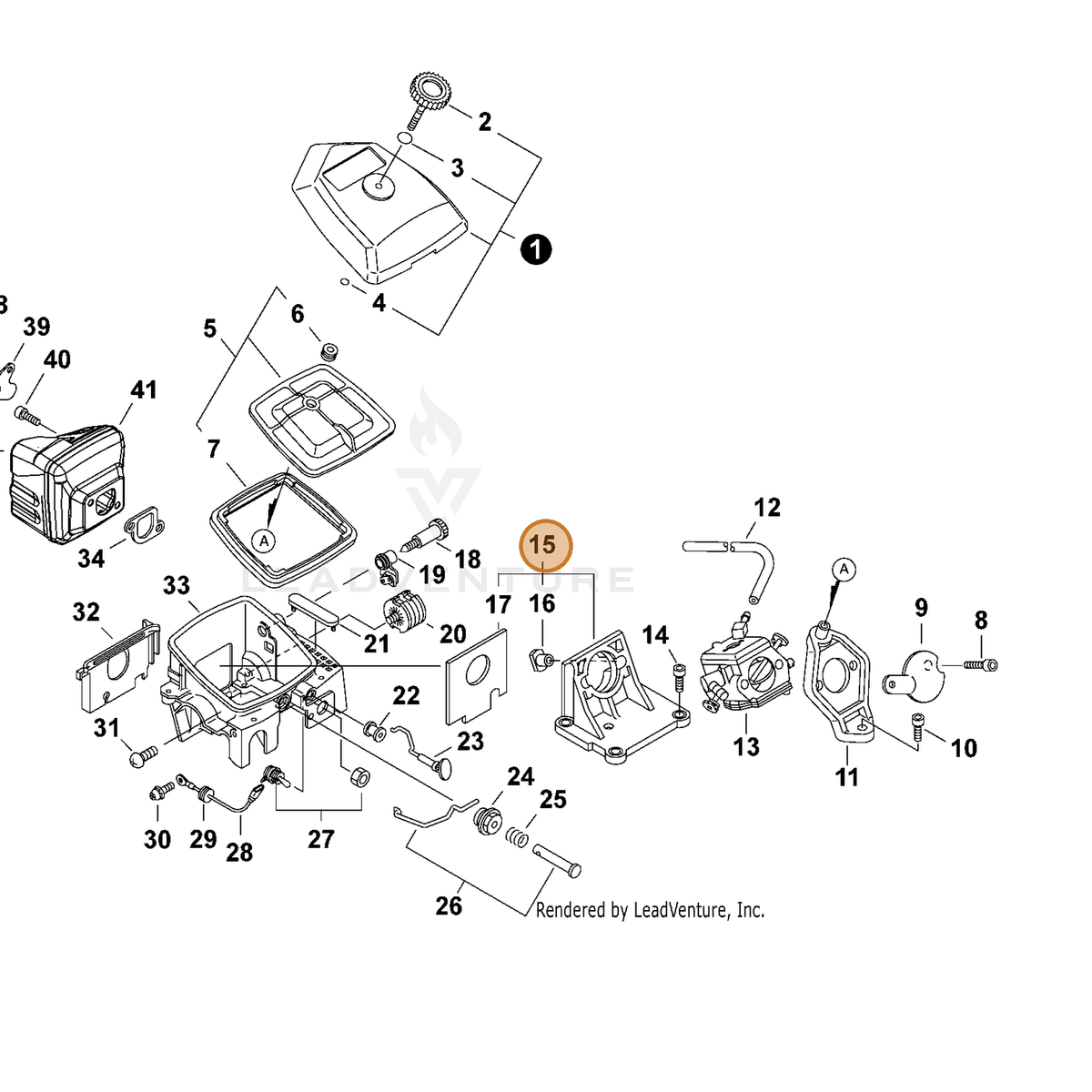 ECHO part 13000730832 — IPL diagram snippet (6x zoom, amber highlight)
