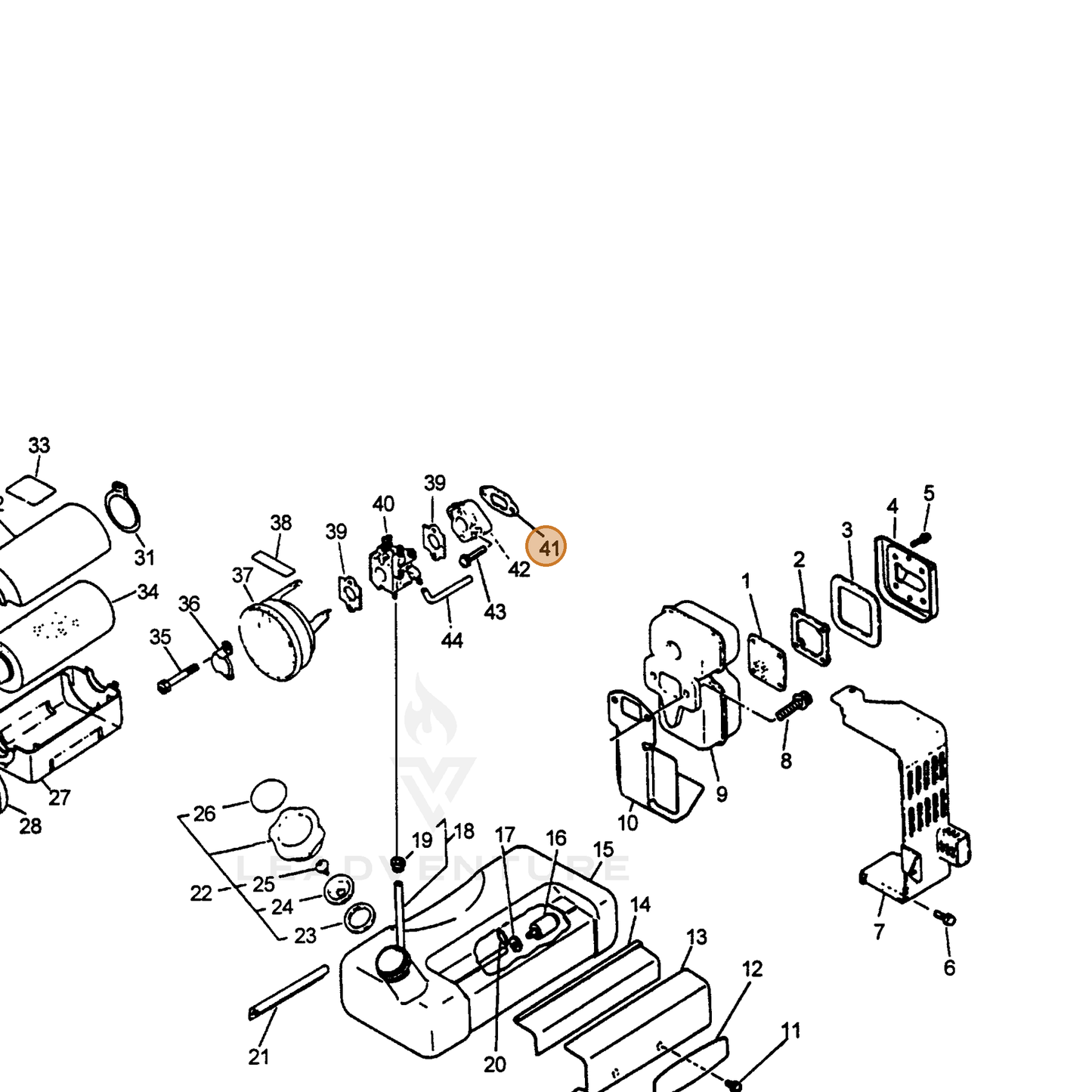 ECHO part 13001000763 — IPL diagram snippet (6x zoom, amber highlight)