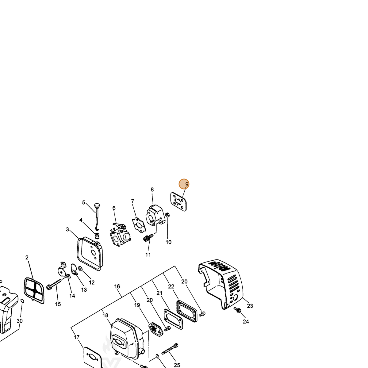 ECHO part 13001055730 — IPL diagram snippet (6x zoom, amber highlight)