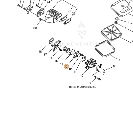 ECHO part 13001316431 — IPL diagram snippet (6x zoom, amber highlight)