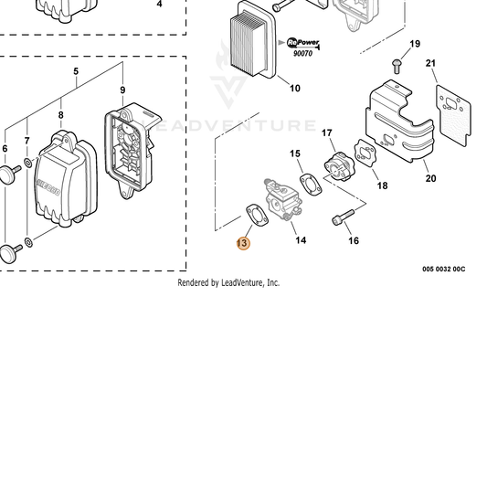 ECHO part 13001603731 — IPL diagram snippet (6x zoom, amber highlight)