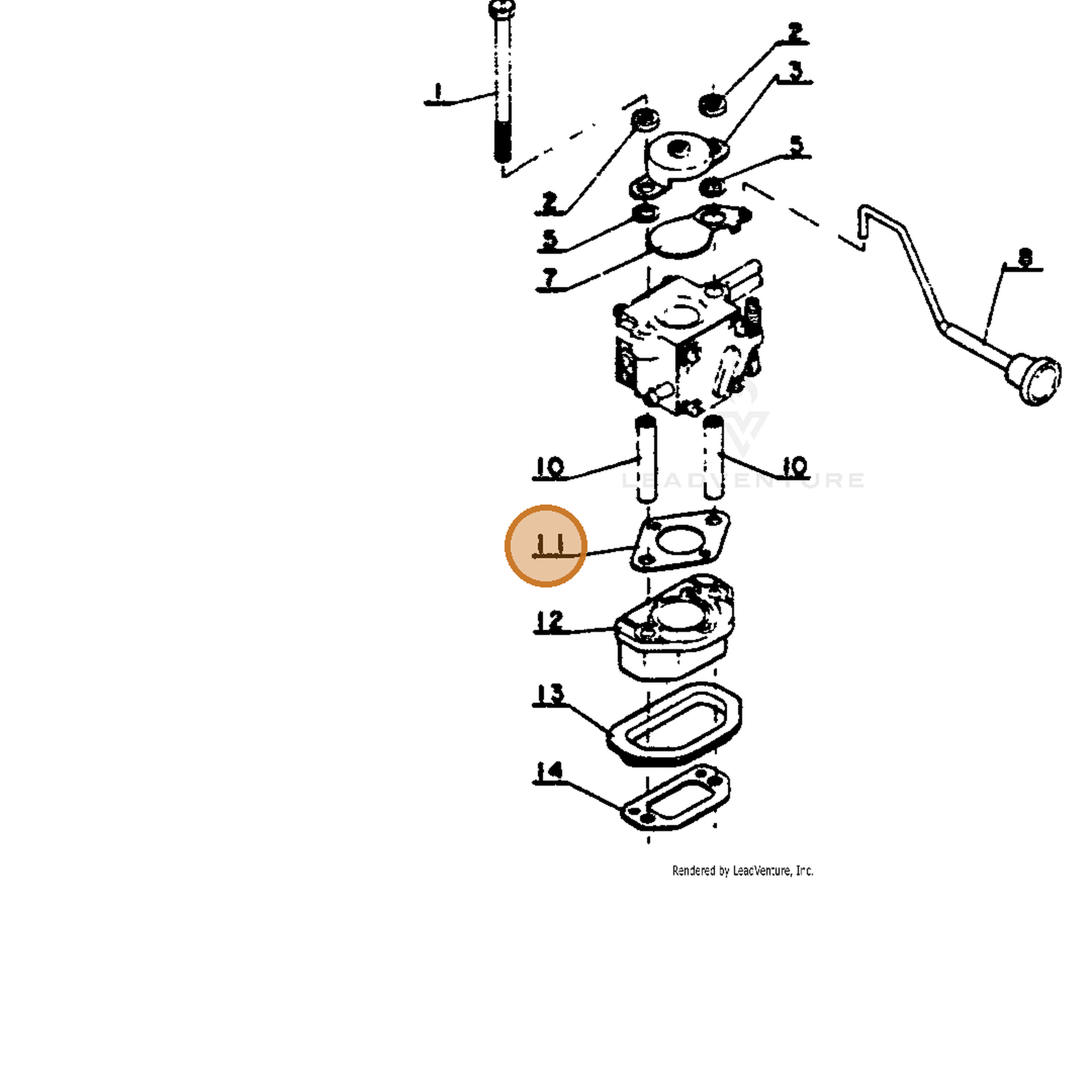 ECHO part 13001603932 — IPL diagram snippet (6x zoom, amber highlight)