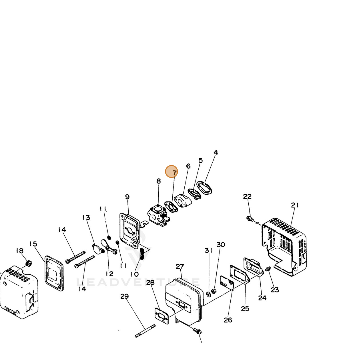 ECHO part 13001604631 — IPL diagram snippet (6x zoom, amber highlight)