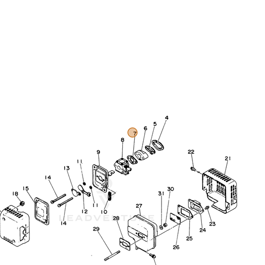 ECHO part 13001604631 — IPL diagram snippet (6x zoom, amber highlight)