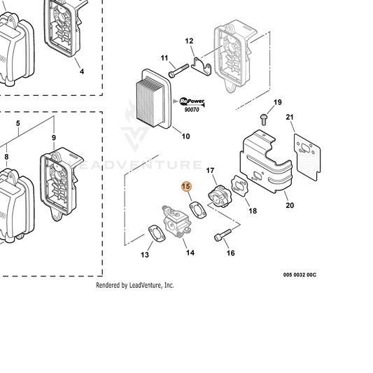 ECHO part 13001606434 — IPL diagram snippet (6x zoom, amber highlight)