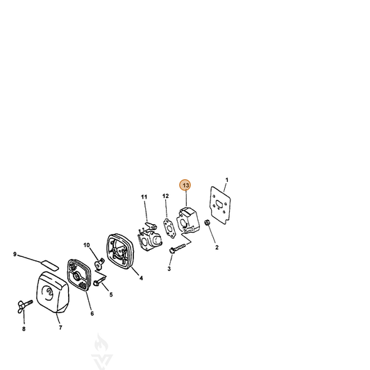 ECHO part 13001742031 — IPL diagram snippet (6x zoom, amber highlight)