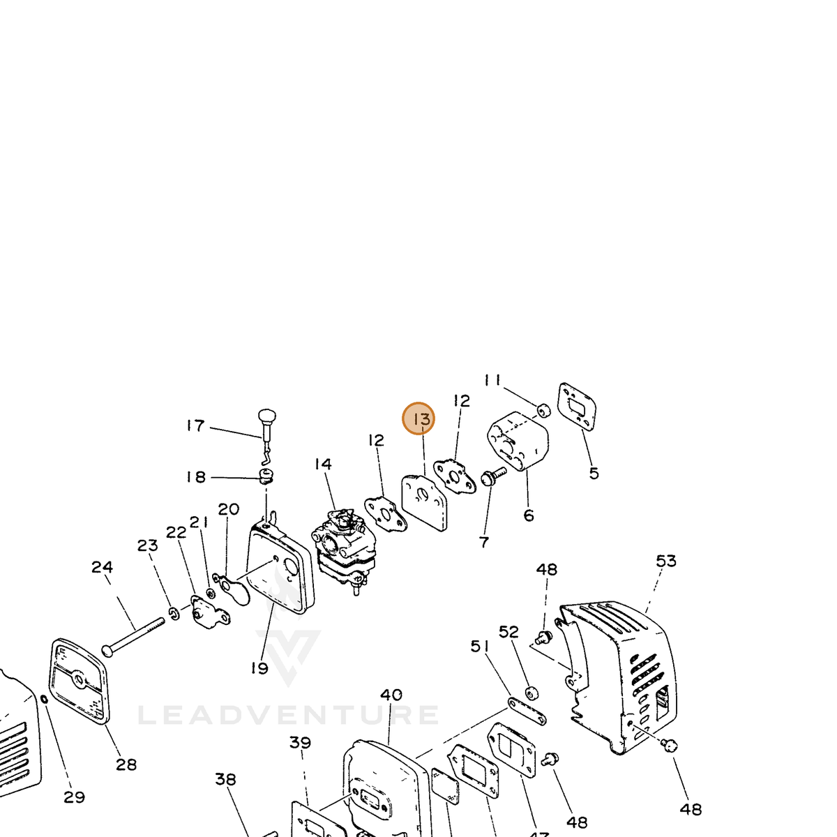 ECHO part 13002640630 — IPL diagram snippet (6x zoom, amber highlight)