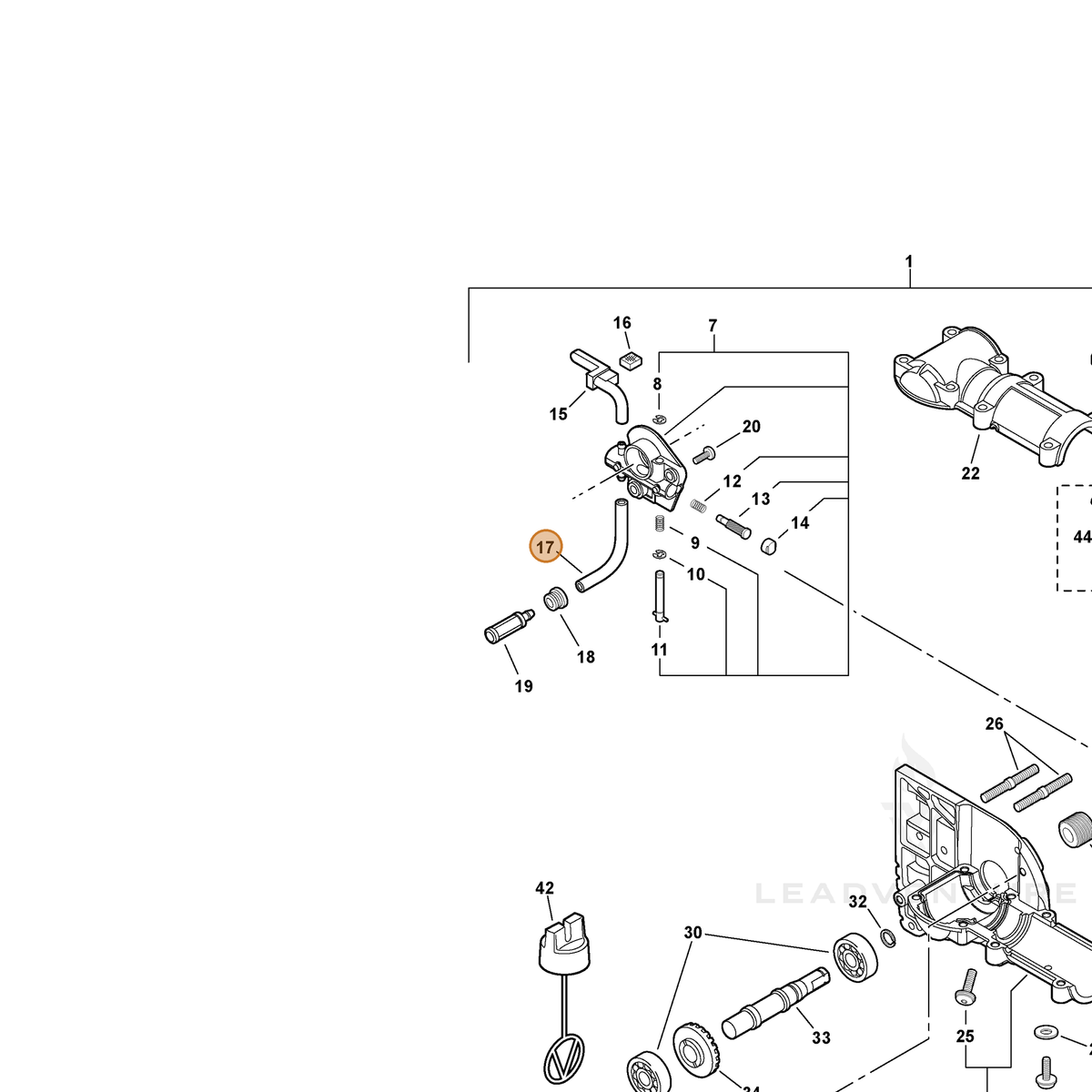 ECHO part 13011014330 — IPL diagram snippet (6x zoom, amber highlight)