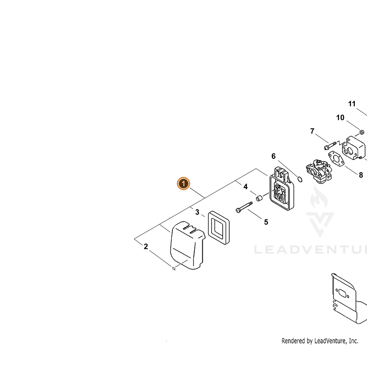 ECHO part 13030020960 — IPL diagram snippet (6x zoom, amber highlight)