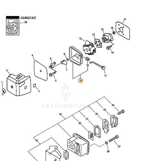 ECHO part 13030104560 — IPL diagram snippet (6x zoom, amber highlight)