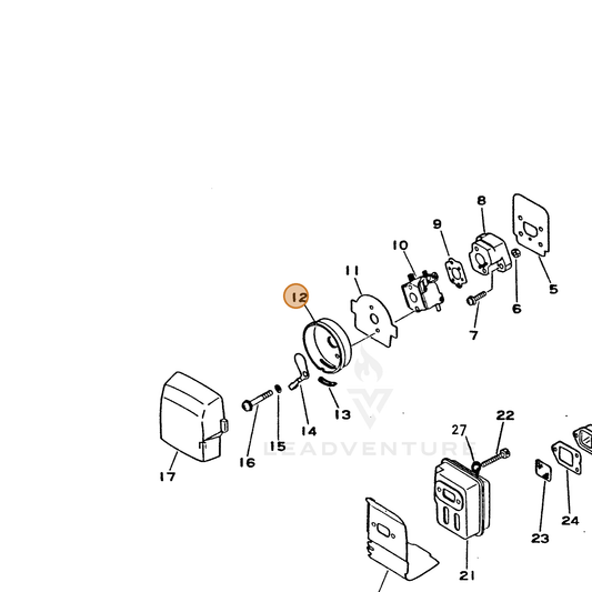 ECHO part 13030142030 — IPL diagram snippet (6x zoom, amber highlight)