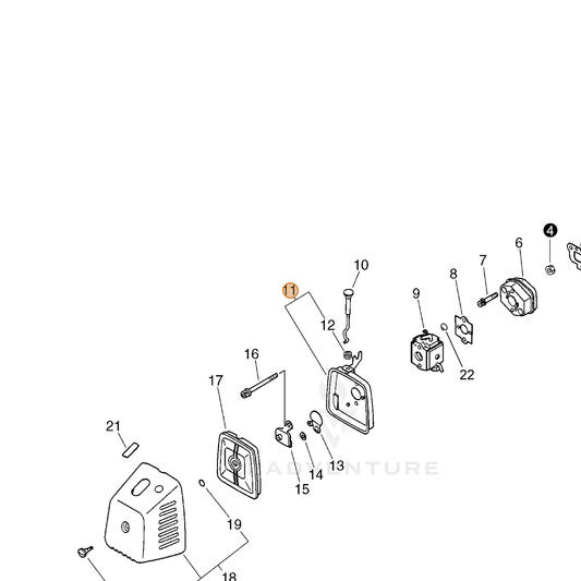 ECHO part 13030143130 — IPL diagram snippet (6x zoom, amber highlight)
