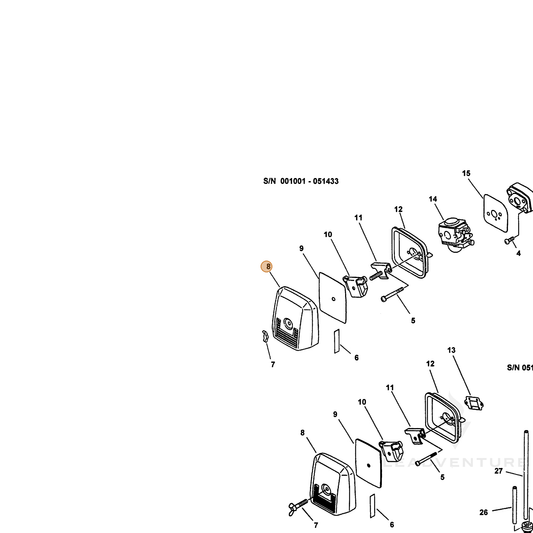ECHO part 13030209560 — IPL diagram snippet (6x zoom, amber highlight)