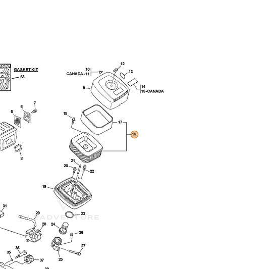Echo part 13030507062 — IPL diagram snippet (6x zoom, amber highlight)