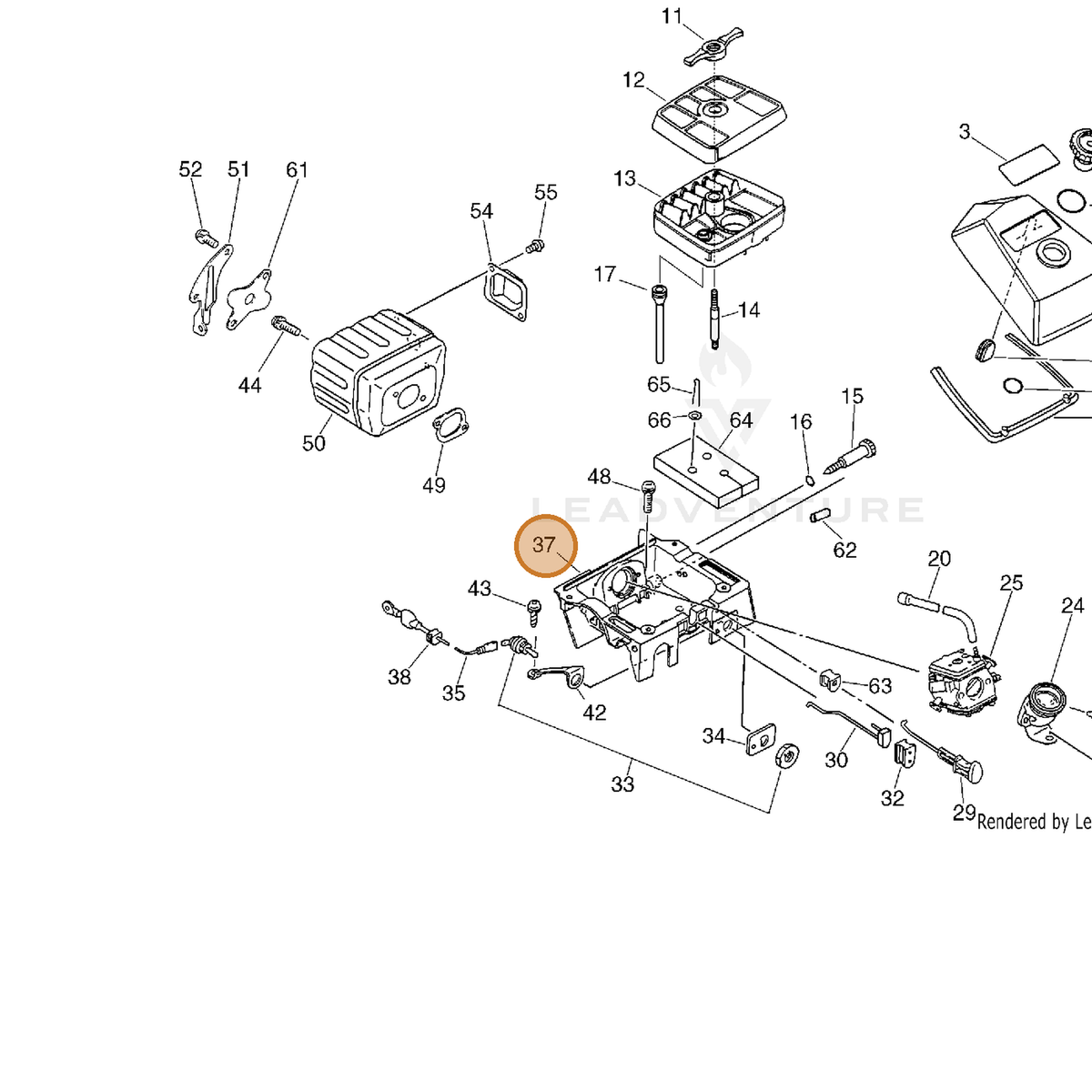 ECHO part 13030606062 — IPL diagram snippet (6x zoom, amber highlight)