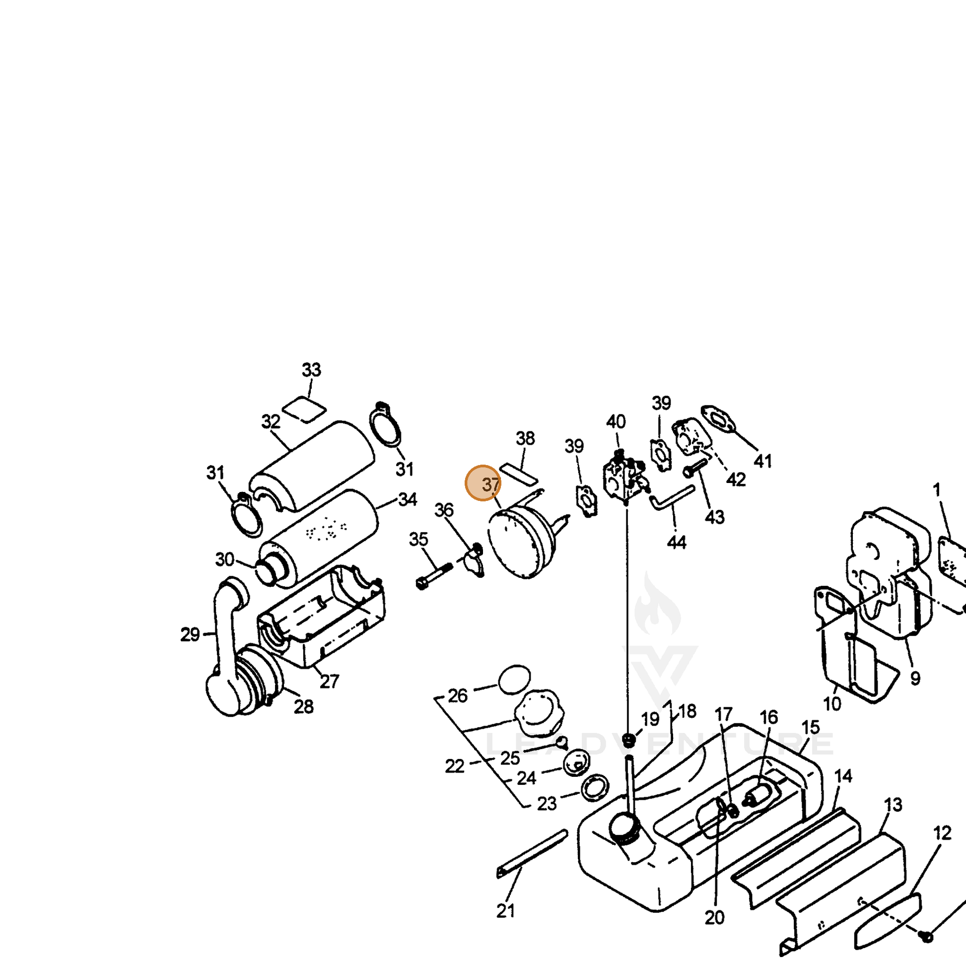 ECHO part 13030702362 — IPL diagram snippet (6x zoom, amber highlight)