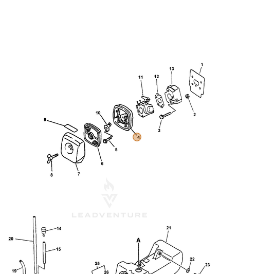 ECHO part 13030706960 — IPL diagram snippet (6x zoom, amber highlight)