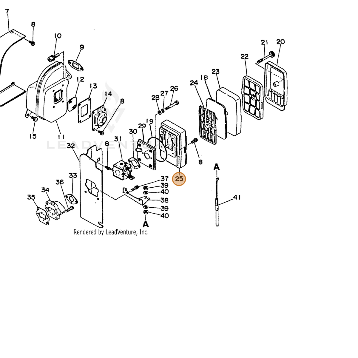 ECHO part 13030707460 — IPL diagram snippet (6x zoom, amber highlight)