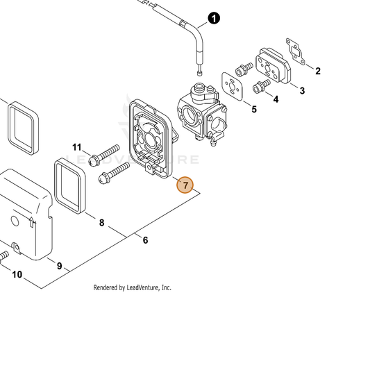 ECHO part 13030713410 — IPL diagram snippet (6x zoom, amber highlight)