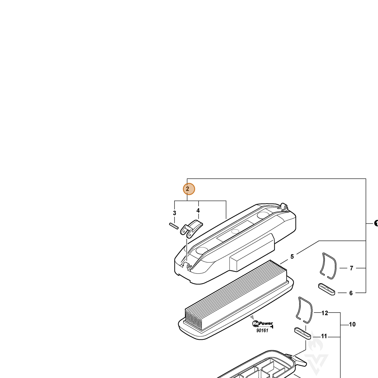 ECHO part 13030808361 — IPL diagram snippet (6x zoom, amber highlight)