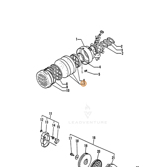 ECHO part 13031000410 — IPL diagram snippet (6x zoom, amber highlight)