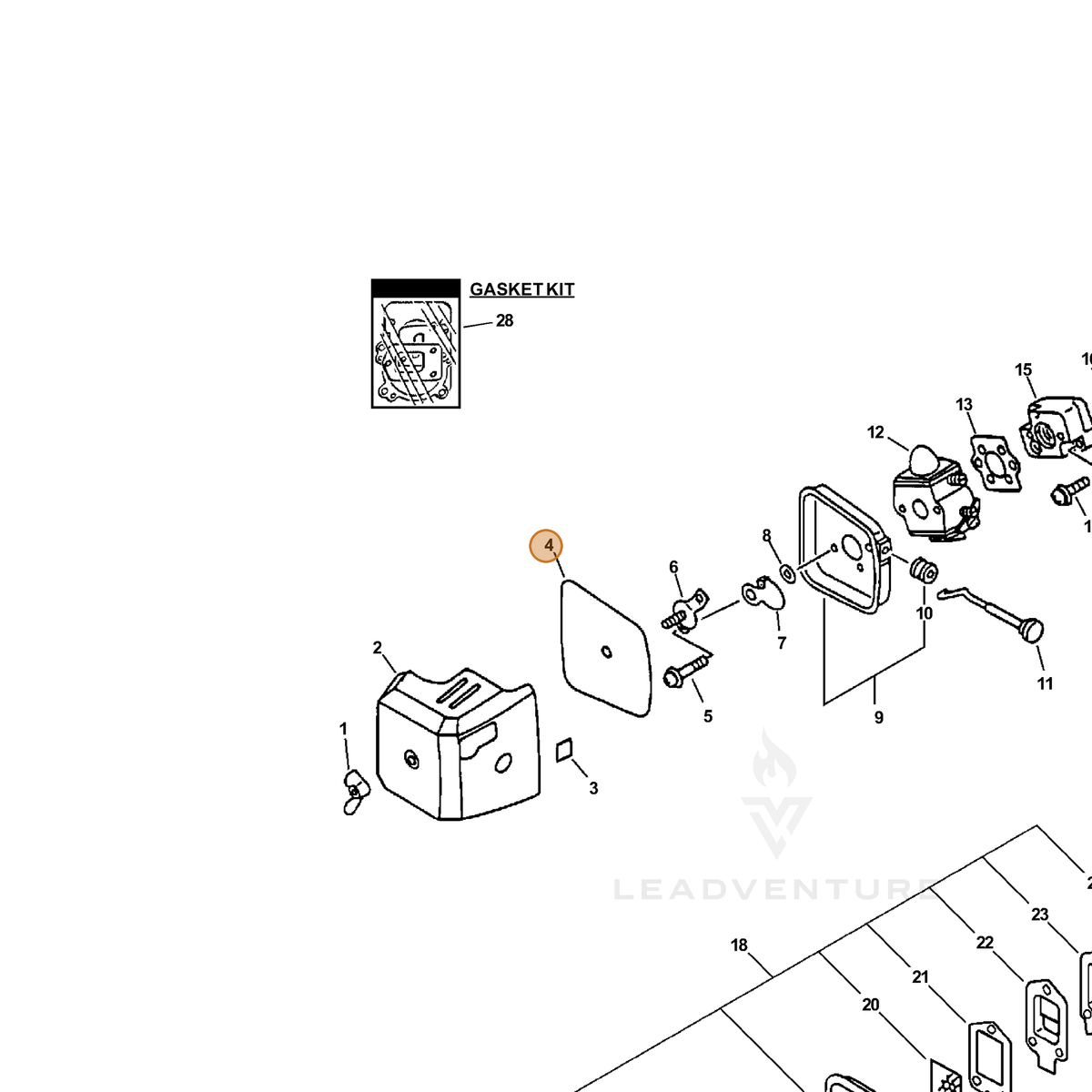 ECHO part 13031004560 — IPL diagram snippet (6x zoom, amber highlight)